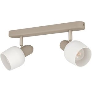Eglo Corato Plafondspot, 2-lichts plafondlamp met draaibare spots, plafondlamp van metaal in zandkleuren en mat nikkel, glas in wit, plafondspot met E14-fitting Eglo Corato Plafondspot, 2-lichts plafondlamp met draaibare spots, plafondlamp van metaal in zandkleuren en mat nikkel, glas in wit, plafondspot met E14-fitting
