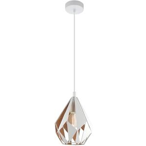 Eglo Carlton 1 Hanglamp, 1 lichtpunt, vintage/retro, van staal, kleur wit/goud; fitting E27; diameter 20,5 cm Eglo Carlton 1 Hanglamp, 1 lichtpunt, vintage/retro, van staal, kleur wit/goud; fitting E27; diameter 20,5 cm