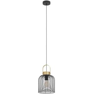 Eglo Hanglamp Roundham, pendellamp boven eettafel, eettafellamp in industrieel design, messing en zwart metaal, lamp hangend voor eetkamer, E27 fitting, Ø 22 cm Eglo Hanglamp Roundham, pendellamp boven eettafel, eettafellamp in industrieel design, messing en zwart metaal, lamp hangend voor eetkamer, E27 fitting, Ø 22 cm