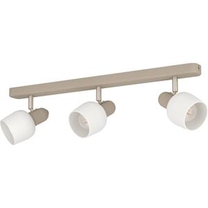 Eglo Corato Plafondspot, 3-vlammige plafondlamp met draaibare spots, plafondlamp van metaal in zandkleuren en nikkel-mat, glas in wit, plafondspot met E14-fitting Eglo Corato Plafondspot, 3-vlammige plafondlamp met draaibare spots, plafondlamp van metaal in zandkleuren en nikkel-mat, glas in wit, plafondspot met E14-fitting