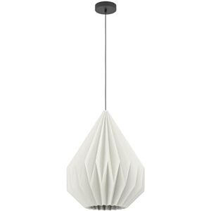 Eglo Hanglamp Minting, geplooide pendellamp boven eettafel, eettafellamp met plissé lampenkap, lamp hangend voor woonkamer en eetkamer, zwart metaal en wit papier, E27 fitting, Ø 45 cm Eglo Hanglamp Minting, geplooide pendellamp boven eettafel, eettafellamp met plissé lampenkap, lamp hangend voor woonkamer en eetkamer, zwart metaal en wit papier, E27 fitting, Ø 45 cm