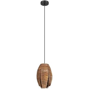 Eglo Mongu 1 Vintage hanglamp, 1-lichts, Afrikaanse boho, hanglamp van bast en staal, voor eettafel of woonkamer, in natuur/zwart, E27-fitting Eglo Mongu 1 Vintage hanglamp, 1-lichts, Afrikaanse boho, hanglamp van bast en staal, voor eettafel of woonkamer, in natuur/zwart, E27-fitting