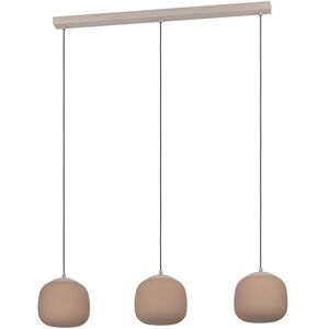 Eglo Cominio hanglamp, 3-lichts pendel boven eettafel, eetkamerlamp van mat glas in zandkleur en metaal in taupe, hanglamp met E27 fitting, 88,5 cm Eglo Cominio hanglamp, 3-lichts pendel boven eettafel, eetkamerlamp van mat glas in zandkleur en metaal in taupe, hanglamp met E27 fitting, 88,5 cm