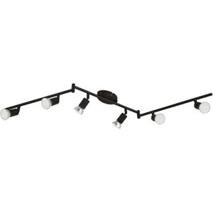 Eglo LED-plafondlamp Buzz-LED met 6 spots, lamp plafond van zwart metaal, plafondspot voor woonkamer en keuken, plafondverlichting met GU10 fitting, 105 cm Eglo LED-plafondlamp Buzz-LED met 6 spots, lamp plafond van zwart metaal, plafondspot voor woonkamer en keuken, plafondverlichting met GU10 fitting, 105 cm