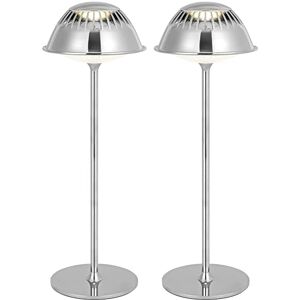 LuminexDesigns Set van 2 metalen zilveren tafellampen, dimbaar en draadloos, accentlicht voor moderne ruimtes LuminexDesigns Set van 2 metalen zilveren tafellampen, dimbaar en draadloos, accentlicht voor moderne ruimtes