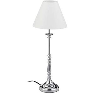 Relaxdays tafellamp vintage, stoffen lampenkap, spiegelend verchroomd, sierlamp, E14, H x D 55 x 21 cm, zilver/wit Relaxdays tafellamp vintage, stoffen lampenkap, spiegelend verchroomd, sierlamp, E14, H x D 55 x 21 cm, zilver/wit