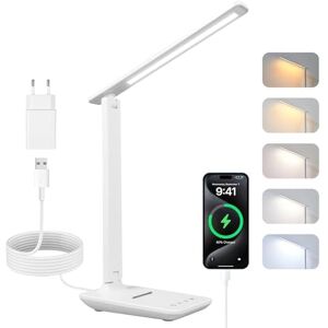 Carehabi Led-bureaulamp, dimbare tafellamp, oplaadbare led-leeslamp met 5 kleuren en 5 helderheidsniveaus, tafellamp met USB-oplaadpoort, touch-bediening voor kinderen, lezen, kantoor Carehabi Led-bureaulamp, dimbare tafellamp, oplaadbare led-leeslamp met 5 kleuren en 5 helderheidsniveaus, tafellamp met USB-oplaadpoort, touch-bediening voor kinderen, lezen, kantoor