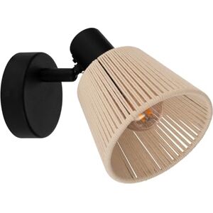 Eglo Seagard Wandlamp voor binnen, met draaibare spot, leeslamp van staal in zwart, bastpapier in natuurlijke kleuren, wandspot met E14-fitting Eglo Seagard Wandlamp voor binnen, met draaibare spot, leeslamp van staal in zwart, bastpapier in natuurlijke kleuren, wandspot met E14-fitting