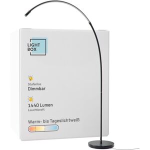 Lightbox Staande ledbooglamp, hoogte 1,7 m, vloerlamp met hoofdschakelaar, dimbaar (CCT), ledlamp (1440 lm, 18 W), staande lamp ook geschikt als slaapkamer, kantoor en hallamp, van metaal in zwart Lightbox Staande ledbooglamp, hoogte 1,7 m, vloerlamp met hoofdschakelaar, dimbaar (CCT), ledlamp (1440 lm, 18 W), staande lamp ook geschikt als slaapkamer, kantoor en hallamp, van metaal in zwart