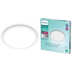 Philips LED badkamer plafondlamp Superslim, wit, 15W, neutraal wit licht 4.000K, 3 lichtstanden dimbaar zonder dimmer, IP44 bescherming, enkele verpakking Philips LED badkamer plafondlamp Superslim, wit, 15W, neutraal wit licht 4.000K, 3 lichtstanden dimbaar zonder dimmer, IP44 bescherming, enkele verpakking