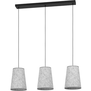 Eglo Hanglamp Alsager, 3-lichts pendellamp boven eettafel, eettafellamp van grijs vilt en zwart metaal, lamp hangend voor eetkamer, E27 fitting, 91 cm Eglo Hanglamp Alsager, 3-lichts pendellamp boven eettafel, eettafellamp van grijs vilt en zwart metaal, lamp hangend voor eetkamer, E27 fitting, 91 cm