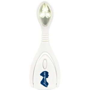 moses . Libri_x Lumi Plus Jane Austen Leeslamp, klemlamp met dimmer, led-boeklamp in wit met blauw silhouet moses . Libri_x Lumi Plus Jane Austen Leeslamp, klemlamp met dimmer, led-boeklamp in wit met blauw silhouet