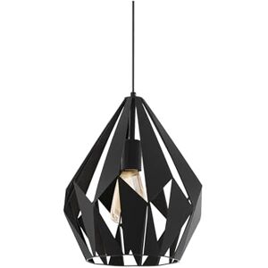 Eglo Carlton Hanglamp, vintage over eettafel, retro hangende plafondlamp, van zwart metaal, E27-fitting, Ø 31 cm Eglo Carlton Hanglamp, vintage over eettafel, retro hangende plafondlamp, van zwart metaal, E27-fitting, Ø 31 cm