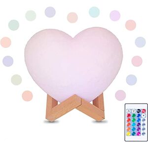 AGM Hartvormige LED-sfeerlamp, 16 kleuren RGB oplaadbare 3D-afdrukken nachtlampje Afstandsbediening en aanraakbediening voor kinderen en volwassenen, slaapkamer woonkamer café bar decor en AGM Hartvormige LED-sfeerlamp, 16 kleuren RGB oplaadbare 3D-afdrukken nachtlampje Afstandsbediening en aanraakbediening voor kinderen en volwassenen, slaapkamer woonkamer café bar decor en