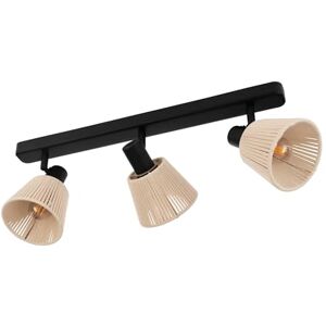 Eglo Seagard Plafondlamp, 3 lampen, plafondspot voor woonkamer, van staal in zwart, bastpapier in natuurlijke kleuren, wandspot met E14-fitting Eglo Seagard Plafondlamp, 3 lampen, plafondspot voor woonkamer, van staal in zwart, bastpapier in natuurlijke kleuren, wandspot met E14-fitting
