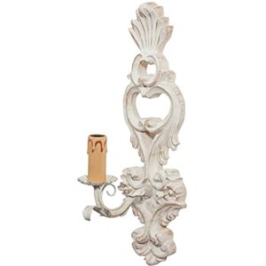 Biscottini Wandlamp L 12 x B 17 x H 40 cm Slaapkamer Lamp Made in Italy Slaapkamer Kroonluchter van hout en ijzer Wandlamp voor binnen met antieke witte afwerking Biscottini Wandlamp L 12 x B 17 x H 40 cm Slaapkamer Lamp Made in Italy Slaapkamer Kroonluchter van hout en ijzer Wandlamp voor binnen met antieke witte afwerking