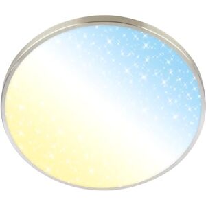 Briloner Led-plafondlamp met afstandsbediening, dimbaar, CCT, decoratieve hoofdband, sterrenhemel, woonkamer, slaapkamer, 38 x 6,5 cm, mat nikkel Briloner Led-plafondlamp met afstandsbediening, dimbaar, CCT, decoratieve hoofdband, sterrenhemel, woonkamer, slaapkamer, 38 x 6,5 cm, mat nikkel