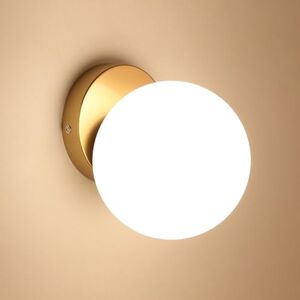 Comely Moderne E27-wandlamp, decoratieve wandlamp met gouden metalen voet en glazen bol, binnenverlichting voor trap, hal en slaapkamer Comely Moderne E27-wandlamp, decoratieve wandlamp met gouden metalen voet en glazen bol, binnenverlichting voor trap, hal en slaapkamer