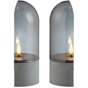 Brilliant Led-kaarsen, set van 2 tafellampen, illusie, warm wit 2500 K, werkt op batterijen, rookglas, grijs, decoratief vlamdesign, draadloos, ideaal voor woonkamer, slaapkamer, terras, sfeervol licht Brilliant Led-kaarsen, set van 2 tafellampen, illusie, warm wit 2500 K, werkt op batterijen, rookglas, grijs, decoratief vlamdesign, draadloos, ideaal voor woonkamer, slaapkamer, terras, sfeervol licht