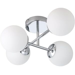 Eglo plafondlamp Castrovido, plafondarmatuur met vier glazen bollen, bol lamp voor woonkamer, metaal chroom en wit glas, inclusief G9 verlichting, warmwit licht Eglo plafondlamp Castrovido, plafondarmatuur met vier glazen bollen, bol lamp voor woonkamer, metaal chroom en wit glas, inclusief G9 verlichting, warmwit licht