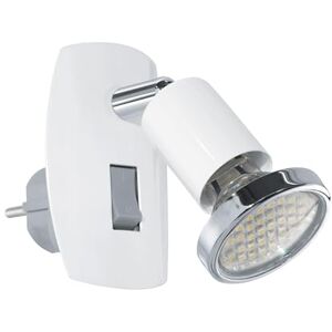 Eglo Mini Led-stekkerspot, stekkerlamp met schakelaar, draaibare lamp, staal in wit en chroom, fitting: GU10, incl. Eglo Mini Led-stekkerspot, stekkerlamp met schakelaar, draaibare lamp, staal in wit en chroom, fitting: GU10, incl.