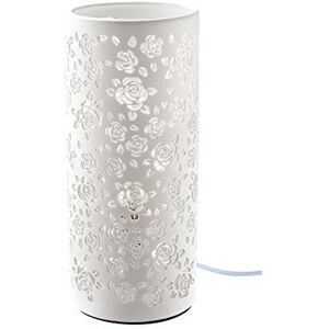 GILDE Lamp tafellamp decoratieve lamp Rose van porselein met rozen decoratie in wit hoogte 27 cm GILDE Lamp tafellamp decoratieve lamp Rose van porselein met rozen decoratie in wit hoogte 27 cm