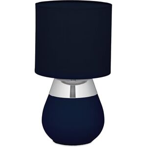 Relaxdays tafellamp met metalen voet en stoffen kap, E14, 32x18 cm, blauw-zilver, voor nachtkastje en slaapkamer Relaxdays tafellamp met metalen voet en stoffen kap, E14, 32x18 cm, blauw-zilver, voor nachtkastje en slaapkamer