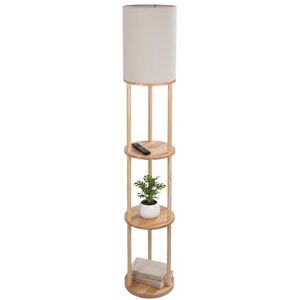 Relaxdays vloerlamp met plank, H 180 cm, D 30 cm, E27, hout & linnen, modern design, natuur-wit Relaxdays vloerlamp met plank, H 180 cm, D 30 cm, E27, hout & linnen, modern design, natuur-wit