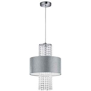 Reality Leuchten Hanglamp King R30481089, kap zilverkleurig, Behang acryl helder, excl. 1x E27 Reality Leuchten Hanglamp King R30481089, kap zilverkleurig, Behang acryl helder, excl. 1x E27