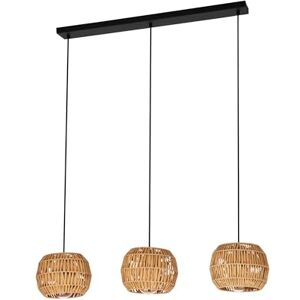 Eglo Sheldon Lampa wisząca nad stół do jadalni, 3-punktowa, lampa stołowa w stylu boho, lampa wisząca z abażurem z papieru łykowego, oprawka E27, 91 cm Eglo Sheldon Lampa wisząca nad stół do jadalni, 3-punktowa, lampa stołowa w stylu boho, lampa wisząca z abażurem z papieru łykowego, oprawka E27, 91 cm