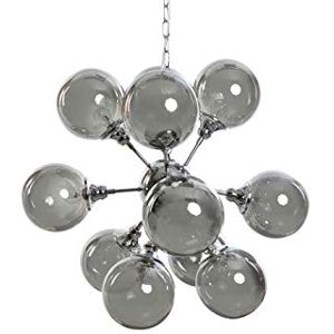 DRW plafondlamp van staal en glas met ronde lampenkappen in zilver 73 x 73 x 63/168 cm DRW plafondlamp van staal en glas met ronde lampenkappen in zilver 73 x 73 x 63/168 cm