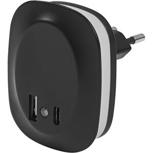 OSRAM LUNETTA EDGE plug-in nachtlamp, zwart, 0,35W, 10lm, warm wit licht, daglichtsensor, USB-A & USB-C poort, LED technologie, oplaadfunctionaliteit, lange levensduur, IP20, 3000K. OSRAM LUNETTA EDGE plug-in nachtlamp, zwart, 0,35W, 10lm, warm wit licht, daglichtsensor, USB-A & USB-C poort, LED technologie, oplaadfunctionaliteit, lange levensduur, IP20, 3000K.