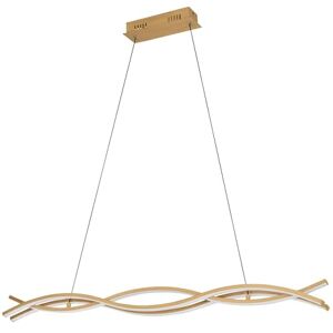 Eglo Lasana 4 Led-hanglamp, golfvormige hanglamp over eettafel, eetkamerlamp van metaal in houtlook, warmwit Eglo Lasana 4 Led-hanglamp, golfvormige hanglamp over eettafel, eetkamerlamp van metaal in houtlook, warmwit