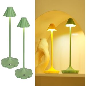 LuminexDesigns Set van 2 groene batterij-tafellampen in parapludesign, touch dimbaar voor woonkamer of commode LuminexDesigns Set van 2 groene batterij-tafellampen in parapludesign, touch dimbaar voor woonkamer of commode