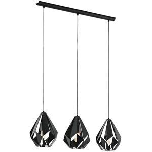 Eglo Carlton Hanglamp, 3 lichtpunten, vintage boven de eettafel, retro hangende plafondlamp, van zwart metaal, E27-fitting, 80,5 cm Eglo Carlton Hanglamp, 3 lichtpunten, vintage boven de eettafel, retro hangende plafondlamp, van zwart metaal, E27-fitting, 80,5 cm