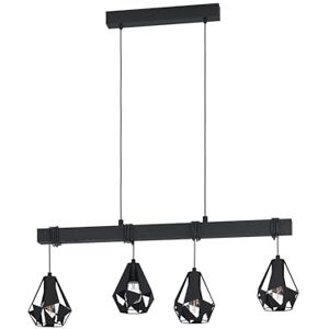 Eglo Townshend Hanglamp, 4-lichts vintage voor boven eettafel, hangende plafondlamp in industrieel design, eetkamerlamp van hout in zwart, E27-fitting Eglo Townshend Hanglamp, 4-lichts vintage voor boven eettafel, hangende plafondlamp in industrieel design, eetkamerlamp van hout in zwart, E27-fitting