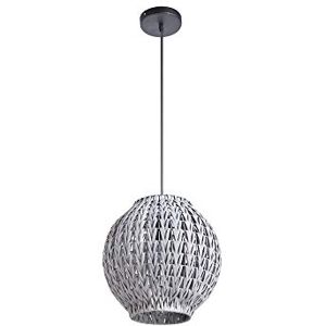 LUSSIOL Hanglamp Tahia, rotan, 60 W, grijs, ø 31 x H 31 cm LUSSIOL Hanglamp Tahia, rotan, 60 W, grijs, ø 31 x H 31 cm