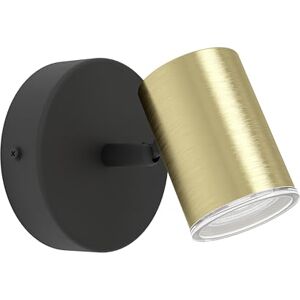 Eglo Wandlamp Consuma 1, badkamer wandlamp met draaibare spot, slaapkamerlamp van zwart en messing metaal, badlamp met GU10 fitting, IP44 Eglo Wandlamp Consuma 1, badkamer wandlamp met draaibare spot, slaapkamerlamp van zwart en messing metaal, badlamp met GU10 fitting, IP44
