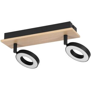 Eglo Rielves Led-plafondlamp, plafondlamp met 2 spots, draaibare spotbalken, plafondspot van hout in bruin en metaal in zwart, FSC-gecertificeerd, warmwit, lengte 28 cm Eglo Rielves Led-plafondlamp, plafondlamp met 2 spots, draaibare spotbalken, plafondspot van hout in bruin en metaal in zwart, FSC-gecertificeerd, warmwit, lengte 28 cm
