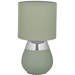 Relaxdays tafellamp, metalen voet, stoffen kap, e14, 32x18 cm, nachtkastje, snoer, slaapkamer, groen-zilver Relaxdays tafellamp, metalen voet, stoffen kap, e14, 32x18 cm, nachtkastje, snoer, slaapkamer, groen-zilver