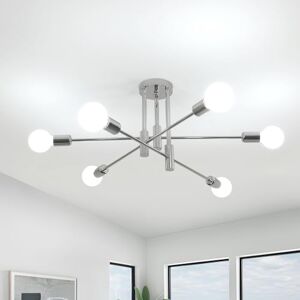 Comely Industriële Plafondlamp, 6 Lichten Vorm DIY Plafondlamp Vintage E27, Moderne Metalen Plafondlamp voor Slaapkamer Woonkamer Keuken Hal (Chroom) Comely Industriële Plafondlamp, 6 Lichten Vorm DIY Plafondlamp Vintage E27, Moderne Metalen Plafondlamp voor Slaapkamer Woonkamer Keuken Hal (Chroom)