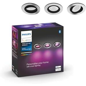 Philips White & Colour Ambiance Centura pakket van 3 ronde downlights, dimbare plafondlampen voor het Hue-systeem, intelligente lichtregeling via spraak en app. Philips White & Colour Ambiance Centura pakket van 3 ronde downlights, dimbare plafondlampen voor het Hue-systeem, intelligente lichtregeling via spraak en app.