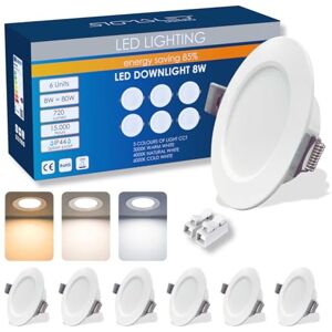 Sigmaled lighting – Set van 6 LED Inbouwspots 8W, 720 lm, 3 Selecteerbare Lichtkleuren 3000K/4000K/6000K Warm/Neutraal/Koud Wit, IP44 Ultra Dunne Plafondspot Badkamer, Zaagmaat Ø95–110 mm, 220–240V Sigmaled lighting – Set van 6 LED Inbouwspots 8W, 720 lm, 3 Selecteerbare Lichtkleuren 3000K/4000K/6000K Warm/Neutraal/Koud Wit, IP44 Ultra Dunne Plafondspot Badkamer, Zaagmaat Ø95–110 mm, 220–240V
