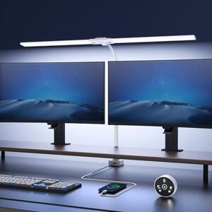 YICAIZI Led-bureaulamp, 24 W, met klem, 1500 lm, 80 cm, led-leeslamp met zwanen, met afstandsbediening, USB-oplaadpoort voor thuis en kantoor, wit YICAIZI Led-bureaulamp, 24 W, met klem, 1500 lm, 80 cm, led-leeslamp met zwanen, met afstandsbediening, USB-oplaadpoort voor thuis en kantoor, wit