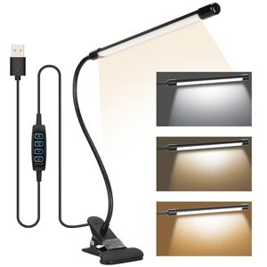 KOOSREEL Bureaulamp Clip On Clamp Light & 3 Lichtmodi 10 Dimbare Helderheid Oogverzorgend Boek Verstelbaar voor Lezen Studeren Werken Video Conferentie Verlichting, Zwart KOOSREEL Bureaulamp Clip On Clamp Light & 3 Lichtmodi 10 Dimbare Helderheid Oogverzorgend Boek Verstelbaar voor Lezen Studeren Werken Video Conferentie Verlichting, Zwart