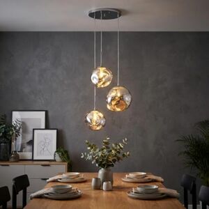 B·LED BARCELONA LED BARCELONA LED Hanglamp Kroonluchter Drievoudig van Kristal "KADNIS" 3 x E27, Modern Design in Vintage/Industrieel/Scandinavisch/Rustiek, voor Woonkamer, Tienerkamer, Kantoor of Hal Chroom B·LED BARCELONA LED BARCELONA LED Hanglamp Kroonluchter Drievoudig van Kristal "KADNIS" 3 x E27, Modern Design in Vintage/Industrieel/Scandinavisch/Rustiek, voor Woonkamer, Tienerkamer, Kantoor of Hal Chroom