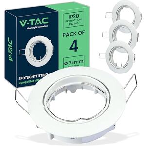 V-TAC 4 x led-inbouwspot, draaibaar, van aluminium, voor GU10-4 stuks, inbouwdoorsnede 74 mm, rond gloeilampframe voor gipsplaat, hout, planken, huis, diameter 82 x 25 mm V-TAC 4 x led-inbouwspot, draaibaar, van aluminium, voor GU10-4 stuks, inbouwdoorsnede 74 mm, rond gloeilampframe voor gipsplaat, hout, planken, huis, diameter 82 x 25 mm