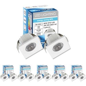Sigmaled lighting Mini LED inbouwspot 3W dimbaar Koud wit licht 6000K 300 lumen VIERKANT kleine led downlight directe aansluiting 220V / 230V AC 10 stuks (5 doos à 2 stuks) Sigmaled lighting Mini LED inbouwspot 3W dimbaar Koud wit licht 6000K 300 lumen VIERKANT kleine led downlight directe aansluiting 220V / 230V AC 10 stuks (5 doos à 2 stuks)