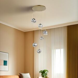 Opviq Elegante gouden kroonluchter met metalen behuizing en glazen dop, verstelbare hoogte 50-228 cm, diameter 18 cm, 6 x G9-lampen inbegrepen, perfect voor moderne ruimtes Opviq Elegante gouden kroonluchter met metalen behuizing en glazen dop, verstelbare hoogte 50-228 cm, diameter 18 cm, 6 x G9-lampen inbegrepen, perfect voor moderne ruimtes
