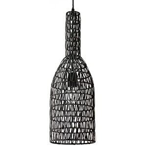 LUSSIOL Hanglamp Shiva, rotan, 60 W, zwart, ø 15 x H 60 cm LUSSIOL Hanglamp Shiva, rotan, 60 W, zwart, ø 15 x H 60 cm
